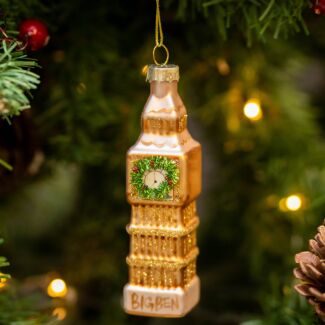 Big Ben With Wreath Glass Tree Decoration