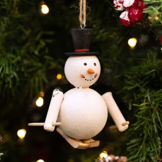 Assorted Wooden Festive Character on Skis Tree Decoration