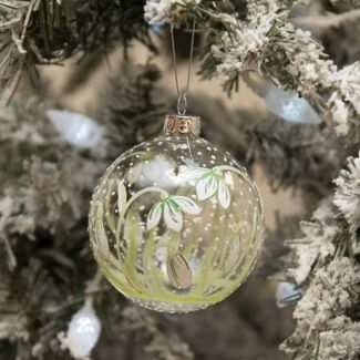 Clear Glass Bauble with Painted Snowdrops