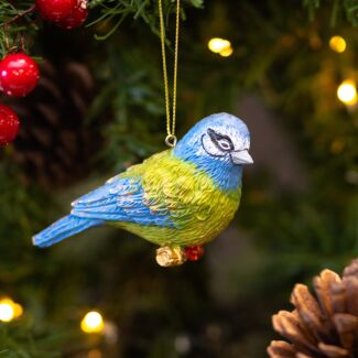 Blue Tit On Twig Resin Tree Decoration