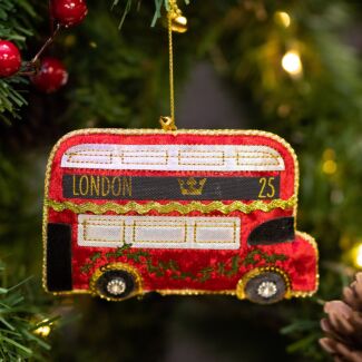 London Bus Lux Fabric Tree Decoration