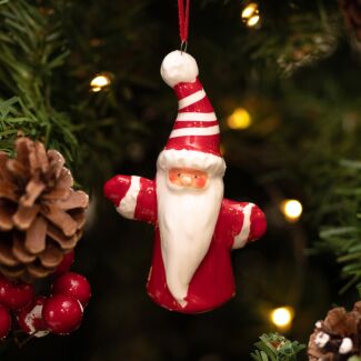 Assorted Candy Stripe Ceramic Santa Tree Decoration