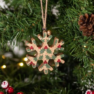 Assorted Wooden Snowflake and Holly Tree Decoration