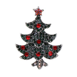 Christmas Tree Metal and Diamante Brooch