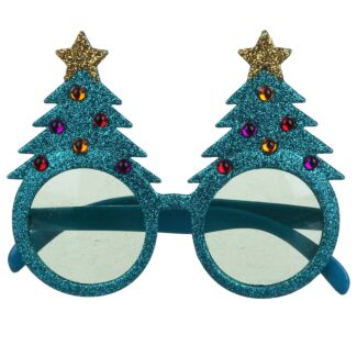 Turquoise Glitter Christmas Tree Glasses