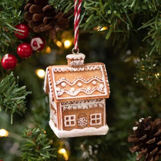 Assorted Resin Gingerbread House Tree Decoration