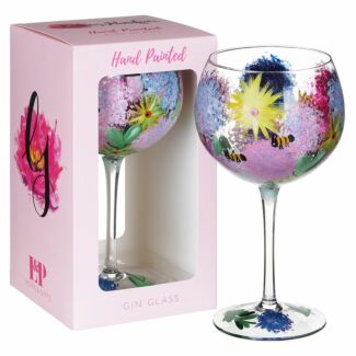 Hand Painted Alliums & Bees Gin Glass