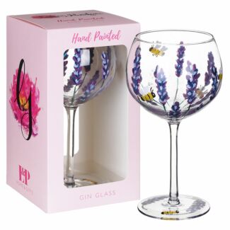 Hand Painted Bees & Lavender Gin Glass