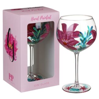 Hand Painted Lily Gin Glass 