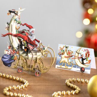 Santa’s Moon Sleigh 3D Christmas Card