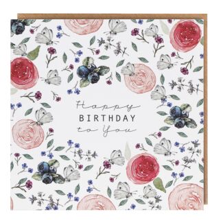 Garden Butterflies White ‘Happy Birthday to You’ Birthday Card