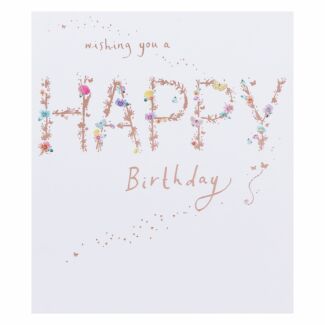 Lemon Sorbet Floral Text Birthday Card