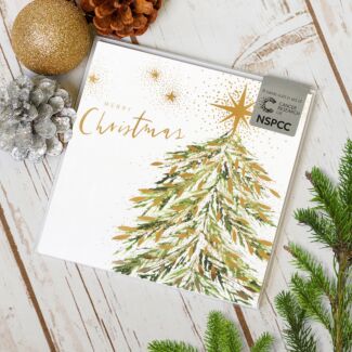 Tree With Gold Leaves Pack Of 6 Christmas Cards Charity Pack