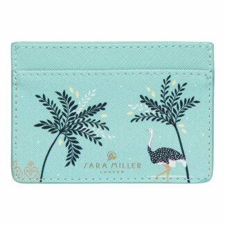 Mint Ostrich & Palms Card Holder