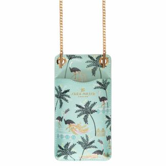 Mint Ostrich & Palms Phone Pouch Bag