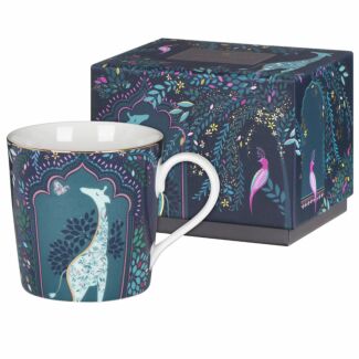 India Giraffes Courtyard Midnight Blue Boxed Mug