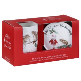 ‘Winter Mice’ Christmas Mouse Mug and Coaster Set