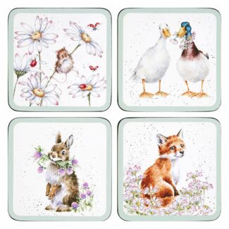 ‘Wildflowers’ Animals Set of Four Coasters