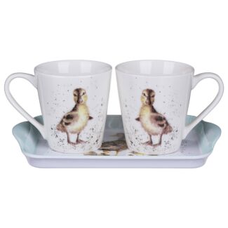 ‘Lovely Mum’ Ducks 3 Piece Mugs & Tray Set