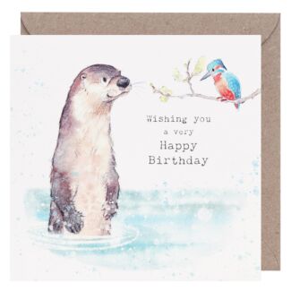 Otter and Kingfisher Square Birthday Card