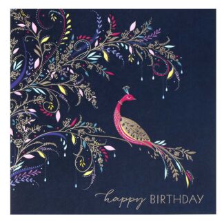 Pink Bird on Navy Birthday Card