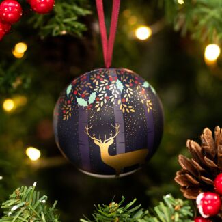 Blue Stag Christmas Tin Bauble