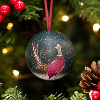 Green Pheasant Christmas Tin Bauble