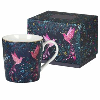 India Hummingbird Paradise Navy Boxed Mug