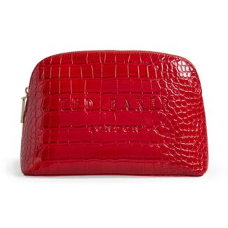 CROCALA Patent Red Croc Makeup Bag