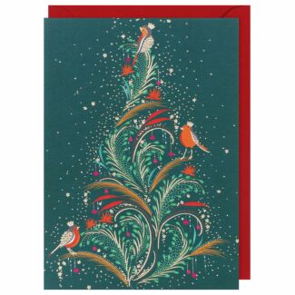 Christmas Tree and Robin Christmas Card