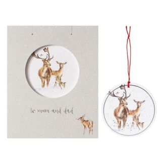 ‘To Mum and Dad’ Christmas Card with Tree Decoration