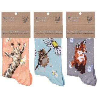 Flowers & Animals Set Of Three Women’s Bamboo Socks