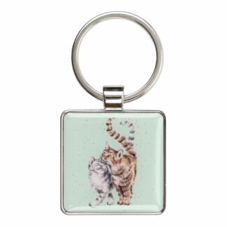 ‘Feline Good’ Cat Metal Keyring