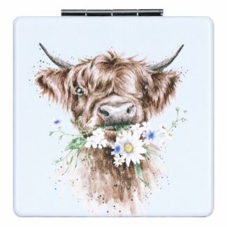 ‘Daisy Coo’ Highland Cow Compact Mirror