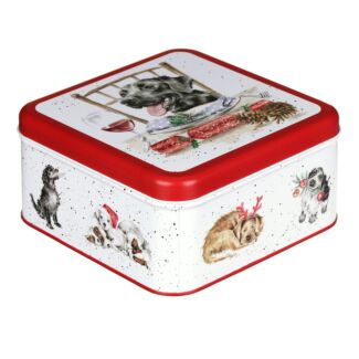 ‘Santa's Little Helpers' Dog Square Christmas Tin