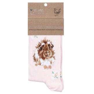 ‘Grinny Pig’ Pink Guinea Pig Women’s Bamboo Socks