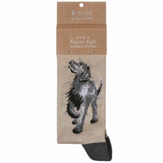 'Walkies' Black Labrador Men's Bamboo Socks