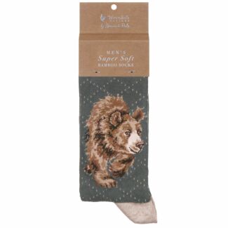 'In My Footsteps' Bear Men's Bamboo Socks