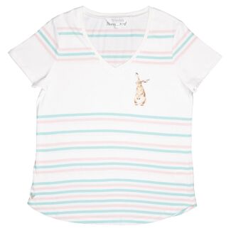 'The Hare and The Bee' Hare Striped Cotton T-Shirt