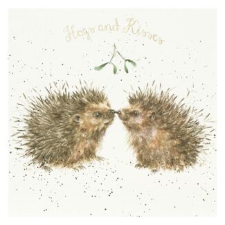 ‘Hogs and Kisses’ Hedgehogs Christmas Card 