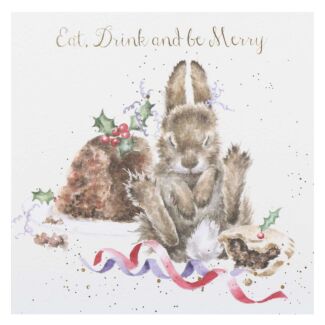 ‘Eat, Drink and Be Merry’ Rabbit Christmas Card