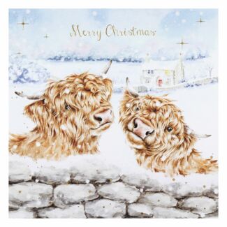‘Deck The Horns’ Highland Cows Christmas Card