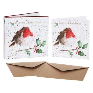 ‘The Jolly Robin’ Set of 8 Luxury Gold Foiled Christmas Cards