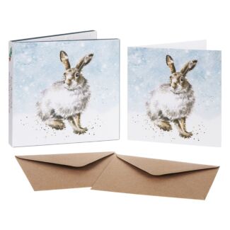 ‘Winter Hare’ Set of 8 Luxury Gold Foiled Christmas Cards