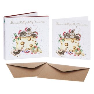 ‘Holly Jolly Christmas’ Set of 8 Luxury Gold Foiled Christmas Cards