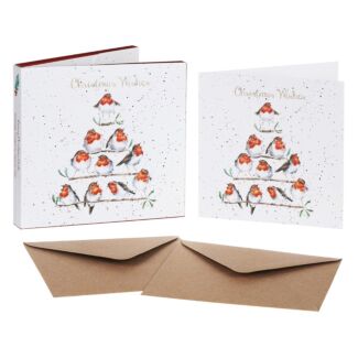 ‘Rockin’ Robins’ Set of 8 Gold Foiled Christmas Cards