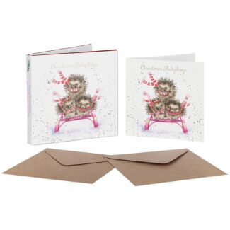 ‘Sledgehogs’ Set of 8 Gold Foiled Christmas Cards