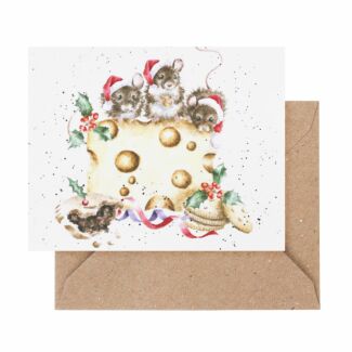 ‘Crackers About Cheese’ Mice 3.5 Inch Mini Christmas Card