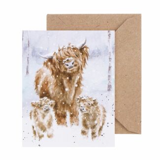 ‘A Highland Christmas’ Cow 3.5 Inch Mini Christmas Card