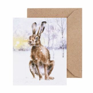 ‘Golden Hour’ Hare 3.5 Inch Mini Christmas Card